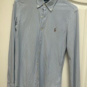 Ralph Lauren Striped Blue Knit Oxford Shirt Slim Fit size M